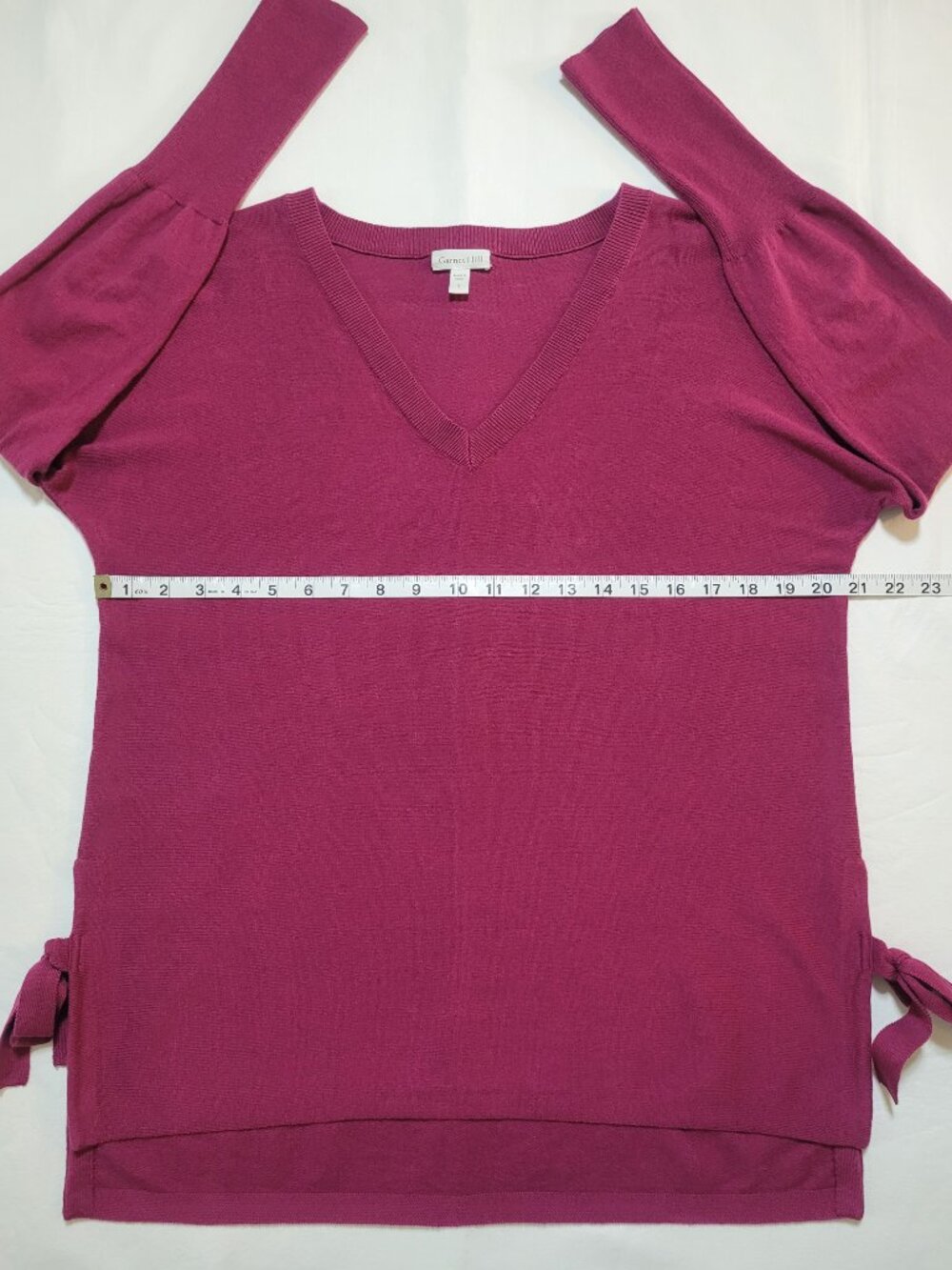 Garnet Hill Organic Cotton V-Neck Sweater Magenta Small Quiet Luxury - Picture 5 of 9